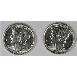 1941 UNC, 1942 UNC MERCURY DIMES