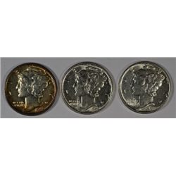 1942-S , 1943, 1944 UNC MERCURY DIMES