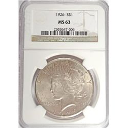 1926 PEACE DOLLAR NGC MS63
