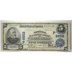 1902 $5 NATIONAL SALT LAKE CITY, UT #9652 FINE