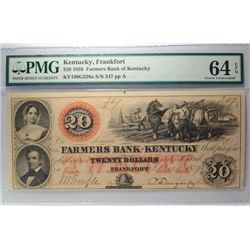 1859 $20 FARMERS BANK OF KENTUCKY FRANKFORT PMG 64 EPQ