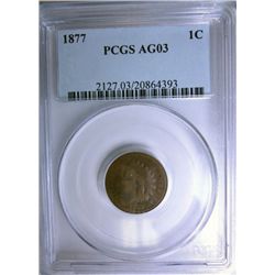 1877 INDIAN ONE CENT PCGS AG3