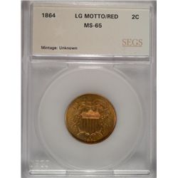 1864 TWO CENT LARGE MOTTO GEM CHERRY RED
