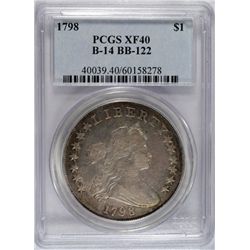 1798 BUST DOLLAR PCGS XF 40, BEAUTIFUL RARE COIN! VERY CHOICE!