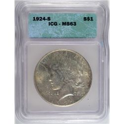 1924-S PEACE DOLLAR ICG MS-63