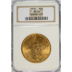 1924 $20.00 ST GAUDENS NGC MS 63