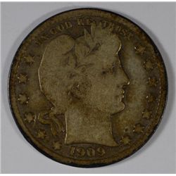 1909-O BARBER QUARTER VG