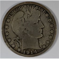 1914 BARBER HALF DOLLAR GOOD+