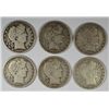6 DIFFERENT BARBER HALF DOLLARS (94-O,99,00-S,07-O,09-S,15-S) GOOD-VG