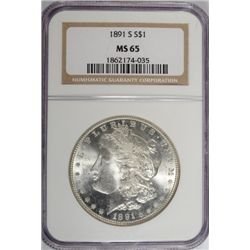 1891-S MORGAN DOLLAR NGC MS65
