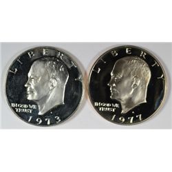 2-IKE DOLLARS PROOFS (1973-S, 1977-S)