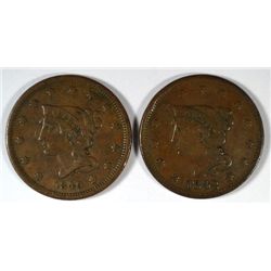 1840 VF & 1842 VF LARGE CENTS