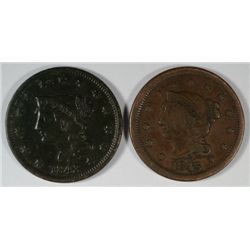 1843 VF & 1845 FINE LARGE CENTS