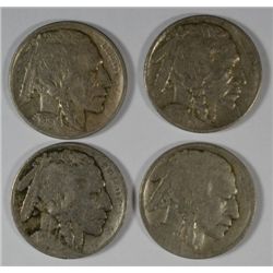 4- DIFFERENT 1913 BUFFALO NICKELS (13-1, 13-D1, 13-S1, 13-2) AG-VF