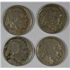 Image 1 : 4- DIFFERENT 1913 BUFFALO NICKELS (13-1, 13-D1, 13-S1, 13-2) AG-VF