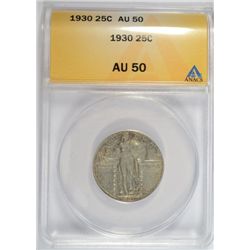 1930  STANDING LIBERTY QUARTER, ANACS AU-50