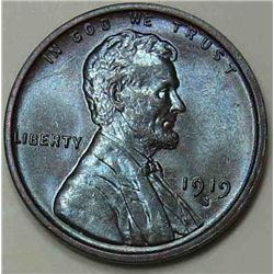 1919-S Lincoln Cent MS-63 Plus Toned Brown