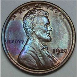 1920 Lincoln Cent Gem Colorful Toned Unc