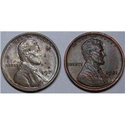 1920-D and 1921 Lincoln Cents AU