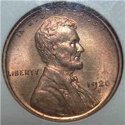 1920-S Lincoln Cent PCI-65 RED. Sharp strike
