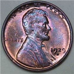 1929-d Lincoln Cent Choice Unc Red and Brown