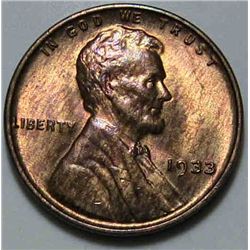 1933 Lincoln Cent MS-64 Red and Brown
