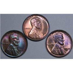 1934-D and Two 1935-S Lincoln Cents Choice Unc
