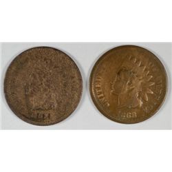 1868 GOOD & 1869 GOOD INDIAN HEAD CENTS