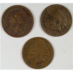 1873 VG+ & 1874 FINE  & 1875 VG INDIAN HEAD CENTS
