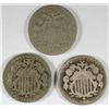 Image 1 : 3 SHIELD NICKELS AG (69,82,83)