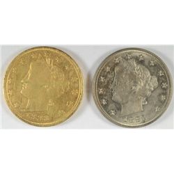 1883 V-NICKEL "RACKETEER" VF & 1883 N/L V-NICKEL UNC