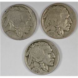 3- 1915 BUFFALO NICKELS "GRADING SET" (GOOD, VG, FINE)