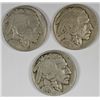 Image 1 : 3- 1915 BUFFALO NICKELS "GRADING SET" (GOOD, VG, FINE)