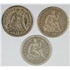 Image 1 : 1850 VG, 1853 VF & 1871 FINE SEATED HALF DIMES