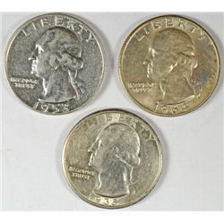 3- WASHINGTON QUARTERS (35 AU, 53 XF, 64-D AU)