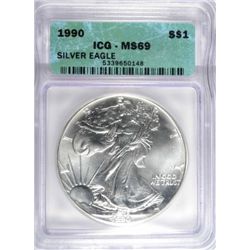 1990 SILVER AMERICAN EAGLE ICG MS69
