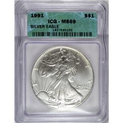 1991 SILVER AMERICAN EAGLE ICG MS69