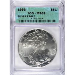 1993 SILVER AMERICAN EAGLE ICG MS69