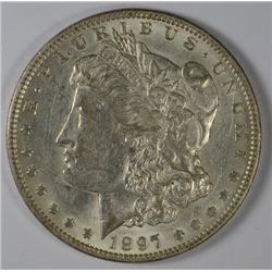 1897-O MORGAN DOLLAR AU58 ORIGINAL, WHITE