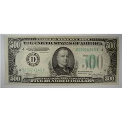 1934 500.00 BILL AU-50 NICE