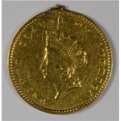 1855 T-2 GOLD DOLLAR XF-AU DAMAGED ON RIM, EX-JEWELRY, SAVE!