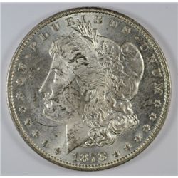 1878 7/8F MORGAN SILVER DOLLAR, MS-62+  WHITE