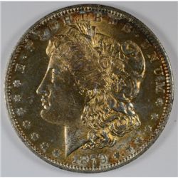 1879-O MORGAN SILVER DOLLAR, MS-65 SUPER GOLD OBV. COLORS, REV. WHITE