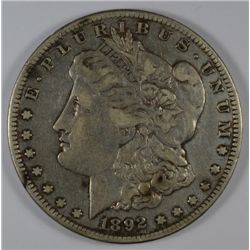 1892-S MORGAN SILVER DOLLAR, XF+ ORIGINAL