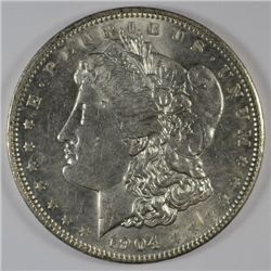 1904 MORGAN SILVER DOLLAR, MS-63+  A NICE WHITE COIN