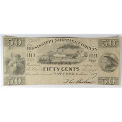 1839 FIFTY CENT MISSISSIPPI SHIPPING COMPANY NOTE