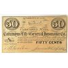 Image 1 : 1864 FIFTY CENT COLUMBUS LIFE & GENERAL INSURANCE CO. COLUMBUS, MS