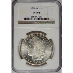 1878-CC MORGAN DOLLAR NGC MS63 WHITE