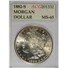 Image 1 : 1882-S MORGAN DOLLAR ACG MS65 GEMMY!