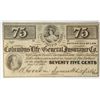 Image 1 : 1864 SEVENTY-FIVE CENT COLUMBUS LIFE & GENERAL INSURANCE CO. COLUMBUS, MS